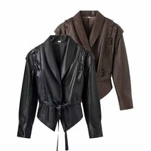 Load image into Gallery viewer, Women Autumn Winter Fashionable Leather Jacket Bomber Jacket Short Coat