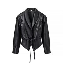 Load image into Gallery viewer, Women Autumn Winter Fashionable Leather Jacket Bomber Jacket Short Coat