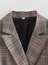 Load image into Gallery viewer, Collared Long Sleeve Short Small Blazer Women Summer One Button Plaid Blazer
