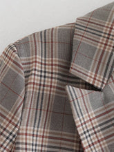 Load image into Gallery viewer, Collared Long Sleeve Short Small Blazer Women Summer One Button Plaid Blazer