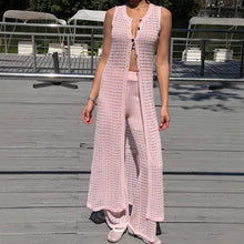 Load image into Gallery viewer, Blouse Hollow Cutout Vest Cardigan Two Piece Sets
