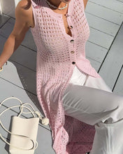 Load image into Gallery viewer, Blouse Hollow Cutout Vest Cardigan Two Piece Sets