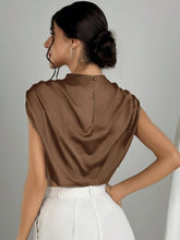 Load image into Gallery viewer, Women Clothing Pleated Batwing Sleeve Satin Shirt