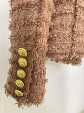 Load image into Gallery viewer, Autumn Winter Star Tassel Fringe Tweed Slim Blazer Pink Brown