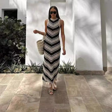 Load image into Gallery viewer, Sexy Tight Striped Tassel Knitted Dress