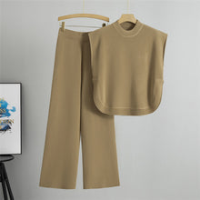 Load image into Gallery viewer, Women Knit Casual Sleeveless Vest Sweater Wide Leg Pants Two Piece Set