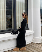 Load image into Gallery viewer, Long Sleeve Dress Women Knitted Deep V Plunge Sweater Maxi Dress