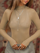 Load image into Gallery viewer, Mesh See through Long Sleeve Slim Fit Top