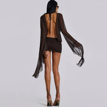 Load image into Gallery viewer, Spring Sexy Deep V Plunge See through Backless Lace up Solid Color Sheath Short Dress Women