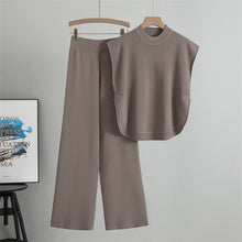 Load image into Gallery viewer, Women Knit Casual Sleeveless Vest Sweater Wide Leg Pants Two Piece Set