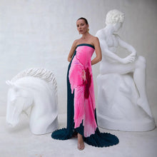 Load image into Gallery viewer, Summer Women Pleated Printed Backless Tube Top Large Swing Dress