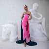 Summer Women Pleated Printed Backless Tube Top Large Swing Dress