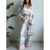 Printed Long Sleeved Top Wide Leg Pants Two Piece Set