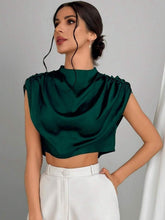 Load image into Gallery viewer, Women Clothing Pleated Batwing Sleeve Satin Shirt
