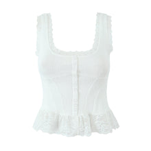 Load image into Gallery viewer, Lace Splicing Sling Vest Women Short Top