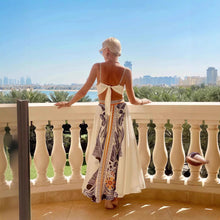 Load image into Gallery viewer, Summer Backless Self Tie Dress Printed V neck Elegant Dress