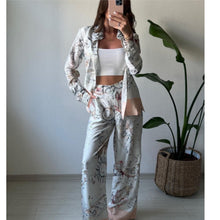 Load image into Gallery viewer, Printed Long Sleeved Top Wide Leg Pants Two Piece Set