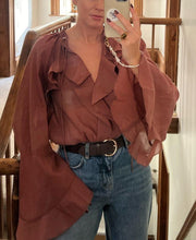 Load image into Gallery viewer, Summer Ruffled Tied Shirt Top Women