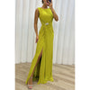 Pleated Split Casual Dress Sleeveless Dress