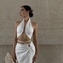 Load image into Gallery viewer, Popular Summer Women Sexy V Neck Design Crocheted Backless Halter Vest