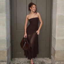 Load image into Gallery viewer, Sexy Tube Top off Neck Mesh Stitching Dress
