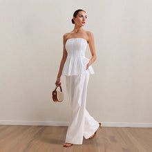 Load image into Gallery viewer, Professional White Casual off the Shoulder Top Trousers