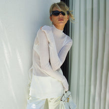 Load image into Gallery viewer, Women Clothing Ultra Thin See Through Knitted Turtleneck Long Sleeve Slit Top