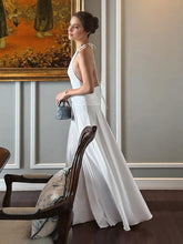 Load image into Gallery viewer, Women Clothing Solid Color Sleeveless Halter Backless Pleated A line Maxi Dress