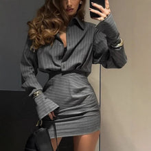 Load image into Gallery viewer, Spring Summer Striped Top Short Skirt Two Piece Casual Two Piece Sets Women