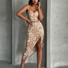 Load image into Gallery viewer, Vacation Sexy Summer Sexy Floral Camisole Midi Skirt Two Piece Sets
