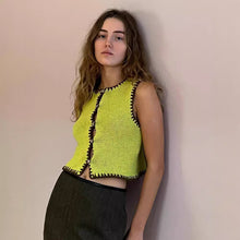 Load image into Gallery viewer, Contrast Color Ultra Short Woolen Vest Embroidered Vest Top Women