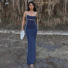 Load image into Gallery viewer, Summer Women Color Matching Sling Skinny Sheath Stretch Dress