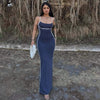 Summer Women Color Matching Sling Skinny Sheath Stretch Dress