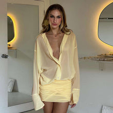 Load image into Gallery viewer, Elegant Sexy Collared Slim Fit Sheath Lace up Shirt Dress Short Dress Women