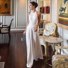 Load image into Gallery viewer, Women Clothing Solid Color Sleeveless Halter Backless Pleated A line Maxi Dress
