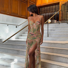 Load image into Gallery viewer, Sexy Spaghetti Strap Floral Print Vacation Slit Dress Women