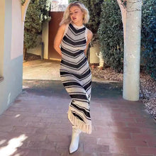 Load image into Gallery viewer, Sexy Tight Striped Tassel Knitted Dress
