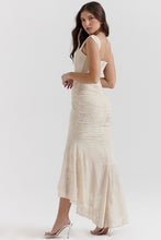 Load image into Gallery viewer, Autumn Square Collar Elastic Net Jacquard Pleated Sleeveless Fishtail Cami Dress