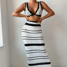 Load image into Gallery viewer, Striped Texture Bikini Skirt Two Piece Sets