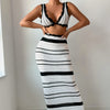 Striped Texture Bikini Skirt Two Piece Sets