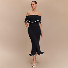Load image into Gallery viewer, Summer Contrast Color Ruffled off the Shoulder Tube Top Backless Dress