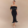 Summer Contrast Color Ruffled off the Shoulder Tube Top Backless Dress