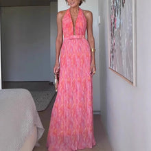 Load image into Gallery viewer, Summer Holiday Women Clothing Sexy Deep V Plunge Lace up Backless Dress