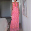Summer Holiday Women Clothing Sexy Deep V Plunge Lace up Backless Dress