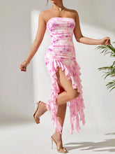 Load image into Gallery viewer, Women Clothing Sexy Slit Tube Top Dress Summer Ruffles Slit Dress