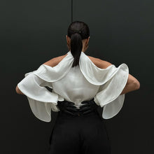 Load image into Gallery viewer, French Design Halter Top Ruffled round Neck off the Shoulder Shirt