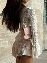 Load image into Gallery viewer, Women White Lace Long Sleeved Square Collar Top French