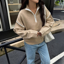 Load image into Gallery viewer, Casual Simple Solid Color Long Sleeve Zipper Sweaters Women Clothing Autumn Winter