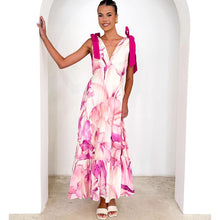 Load image into Gallery viewer, Summer Women Maxi Dress V neck Sleeveless Printed Dress