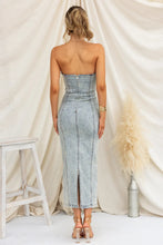 Load image into Gallery viewer, Women Bandeau Sexy Girls Slim Fit Patchwork Denim Dress